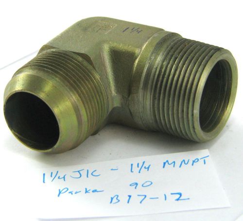 Hydraulic fitting, parker 1 1/4&#034; jic-1 1/4 mnpt 90 elbow, 20jic, nos, #b17-12 for sale
