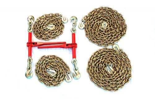5/16&#034; transport package - (2) ratchet binders - (2) 10&#039; &amp; (2) 20&#039; foot chains for sale