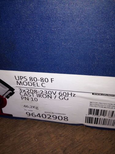 Grundfos UPS80-80 (F) 96402908  3 Speed Pump - New In Box Versa Flo