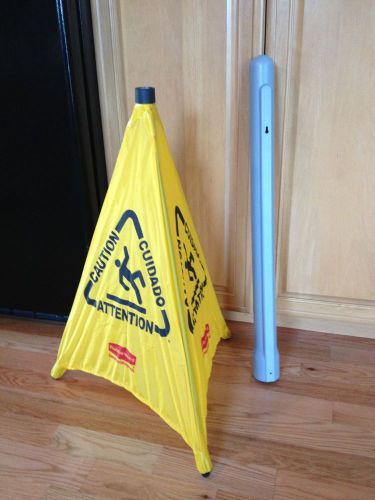 Rubbermaid 9S01 30&#034; Pop-Up Safety Cone w/ &#034;Caution&#034; + Wet Floor Symbol Imprint