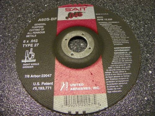 4 UNITED ABRASIVES-SAIT 22047 Abrasive Cut Off Wheel, 6&#034; x 0.045 x 7/8&#034; __Bench