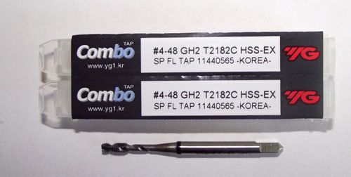 3pc 4-48 YG1 Combo Tap Spiral Flute Taps for Multi-Purpose Coated