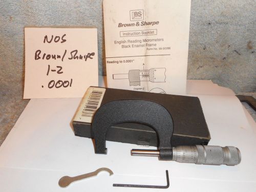 Machinists  1/10B1 Brown and Sharpe No Use 1-2 .0001Carbide Faced Micrometer
