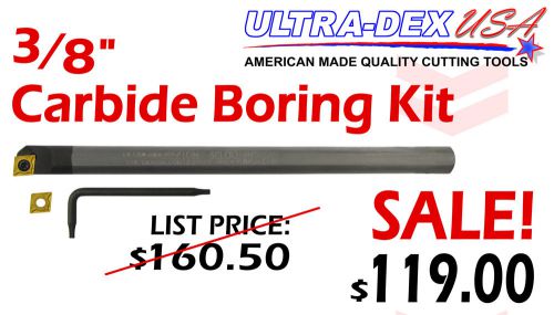 3/8&#034; Carbide Boring Bar &amp; 2 CCMT21.51 TiN Coated Inserts UltraDex USA