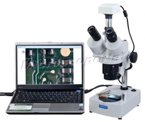 Dual Lights Trinocular Stereo Microscope 20X-40X-80X w 1.3MP USB Camera