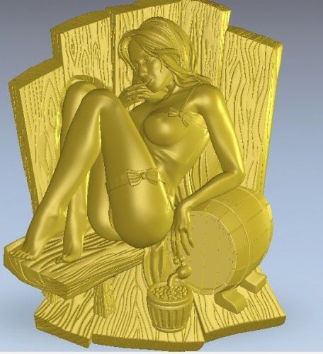 CNC 3d Relief Model STL for Router 3 axis Engraver ArtCam#The girl in the bath.