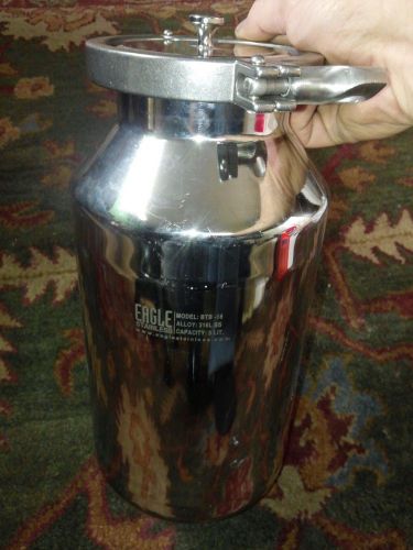 EAGLE STAINLESS 5 LITER BOTTLE BTB-16 4&#034; TRI CLOVER CLAMP WITH LID