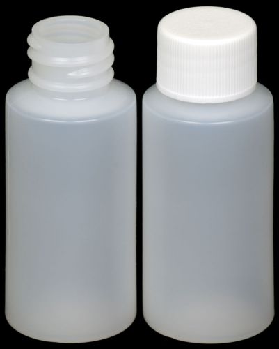 Plastic Bottle (HDPE) w/White Lid, 1-oz. 20-Pack, New