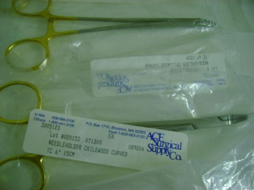 Lot of 4 New  Hu-Friedy Oral surigical Needleholder Crilewood Curved TC 6&#034;