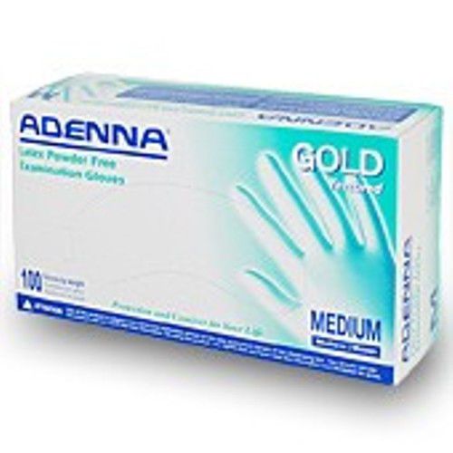 Adenna Gold Latex Exam Gloves, PF, Large CS/1000