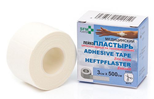 Medical Cloth Plaster Tape &#034;SFM Plaster&#034;, 100% Cotton, 3 x 500cm roll.