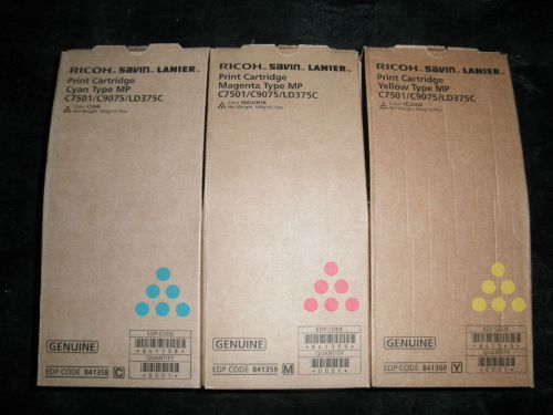 Genuine Ricoh Savin Lanier Cartridges MP C7501/C9075/LD375C 841358 841359 841360