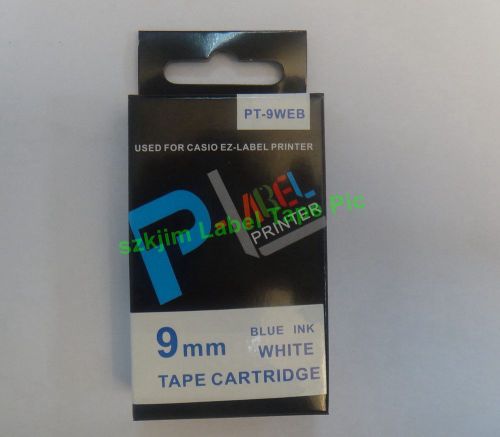 Compatible casio xr-9web blue on white 9mm 8m label tape klc500 kl60sr xr-9web1 for sale