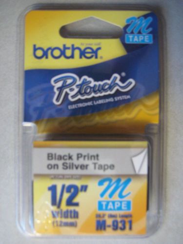 Brother P-Touch M Tape M-931 Black Print on Silver Tape for PT-70, PT70