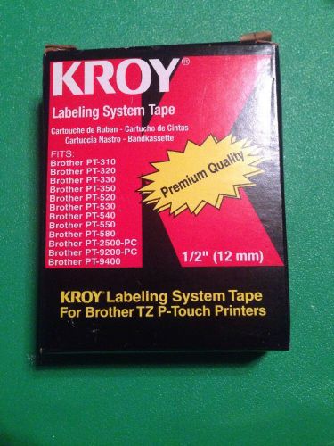 Kroy Labeling System Tape Black On Yellow 1/2&#034; 12mm