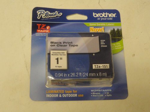 Brother P-touch TZe-151 Black print on Clear tape 1&#034; - FREE shipping!