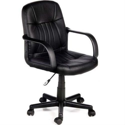 Leather Confortable Swivel Office Desk Work Space Chair Lumbar Support