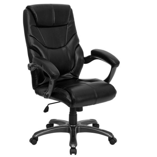 High Back Black Leather Overstuffed Executive Office Chair