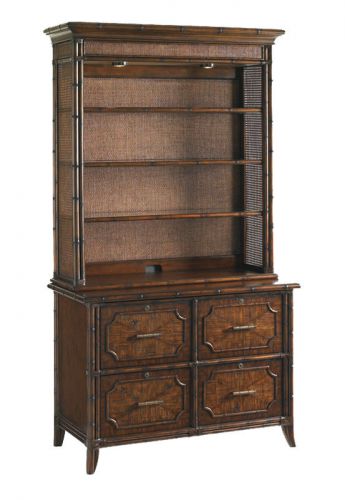 Rich sienna rosewood hutch and file cabinet for sale