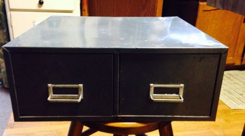 VTG  Steel Card Catalog Industrial Two 2 Drawer Gray Metal File Box Index