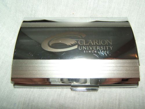 CLARION UNIVERSITY STAINLESS BUSINESS CARD HOLDER CASE