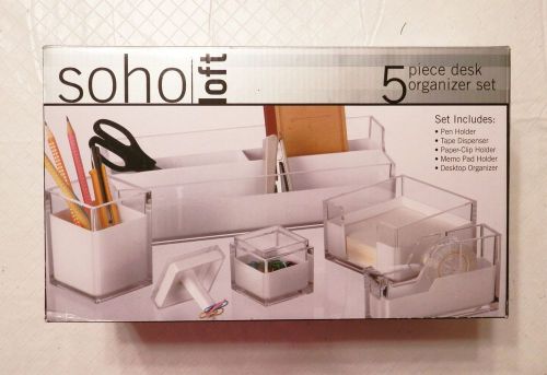 Soho Loft 5 Piece White/Clear Desk Organizer Set