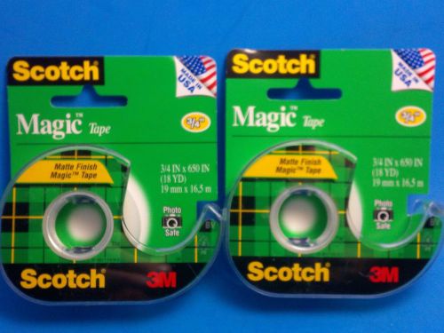 Scotch Magic Tape 3/4&#034; x 650&#034; 2 Rolls w/ Dispenser 3M 122DM