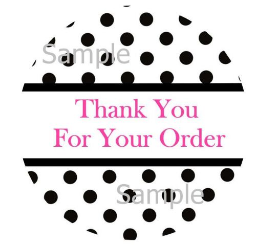 THANK YOU STICKERS ~ BLACK POLKA DOTS - 1&#034; STICKER / SEAL LABELS