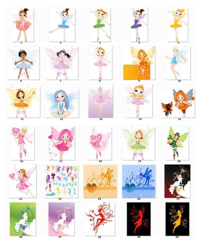 30 Square Stickers Envelope Seals Favor Tags Girl Fairies Buy 3 get 1 free (g1)