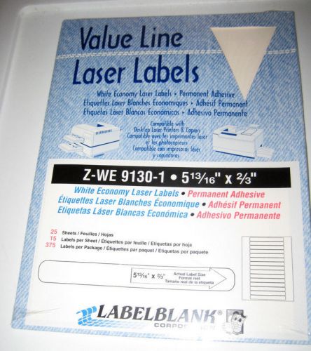 375 Value Line White Economy Laser Labels 5-13/16&#034; x 2/3&#034;  Z-WE 9130-1