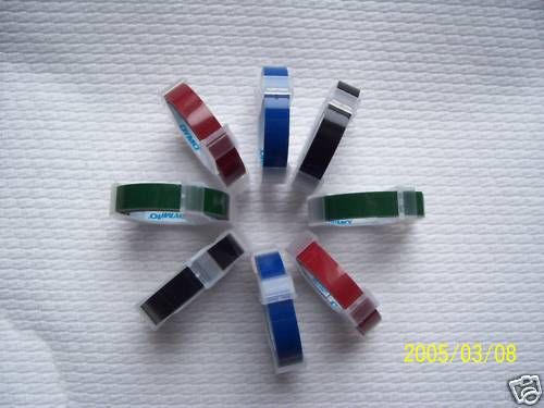 8 DYMO 3D Embossing Labeling Tapes # 99745 - 4 COLORS &#034; Red +Blue +Green +Black&#034;