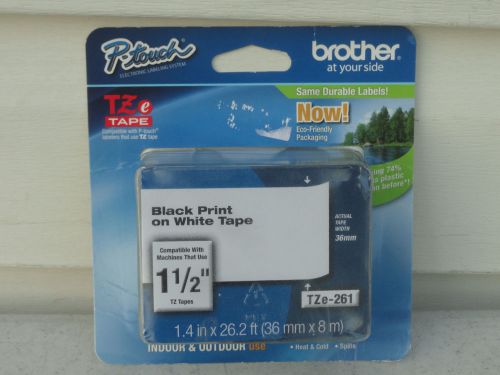 Brother TZe-261 P-Touch Label Tape, 1.5&#034; Black Print on White Tape