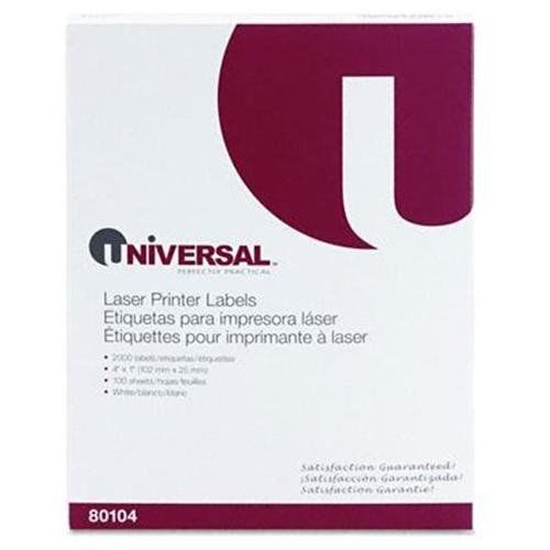 UNIVERSAL OFFICE PRODUCTS 80104 Laser Printer Permanent Labels, 1 X 4, White,