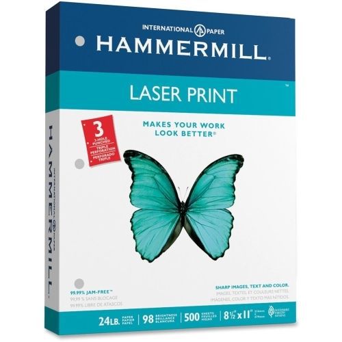 Lot of 10 hammermill laser paper -8.5&#034;x11&#034;-24 lb -3x hole -500/rm -white for sale
