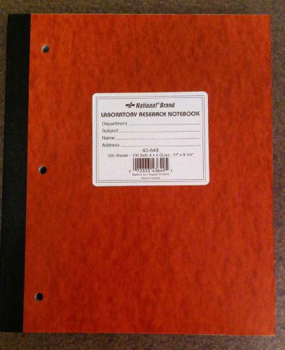 National Brand 43649 Laboratory Notebook, 4x4 Quad Rule, 200 Shts, 9-1/4&#034;x11&#034;