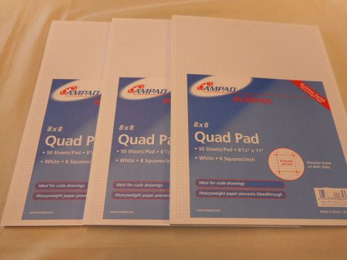 Ampad, Quad Pad 8 X 8, Office Supply, 50 White Sheets Per Pad