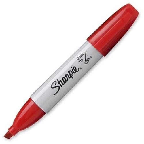 Sharpie Permanent Marker - Chisel Marker Point Style - Red Ink - 1 (san38283)