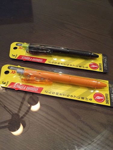 Two Pilot Down Force Ballpoint Pens Lot 0.7 mm Orange &amp; Black Body - Black Ink