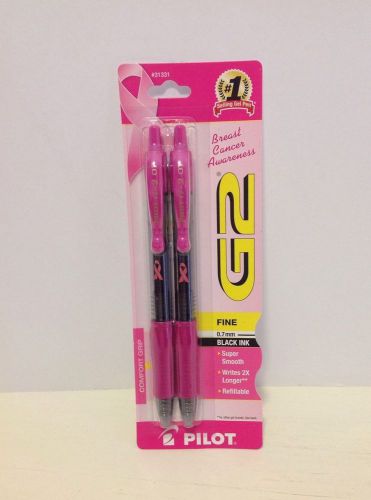 G2 Premium Black Ink Pens Pink for Breast Cancer Awareness - 2 pk
