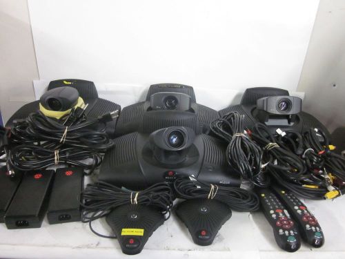 Lot of 4 Polycom Viewstations Remotes Speaker Pods Misc. Cables -Parts/Repair-