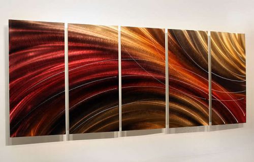 Metal modern abstract jewel toned wall art painting  &#034;cosmic burn&#034; by jon allen for sale