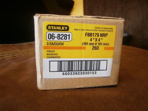 3 STANLEY FBB179 NRP 4&#034; X 4&#034; HINGES  26D  06-8281 NEW