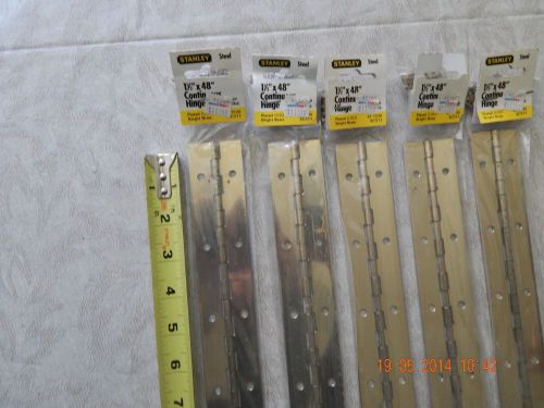 STANLEY CONTINUOUS HINGE 1.5&#039;&#039; X 48&#039;&#039;, LOT OF 5, BRASS PLATED