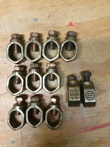 Eritech bronze ground rod clamps 5/8&#034; - lot of 12 for sale