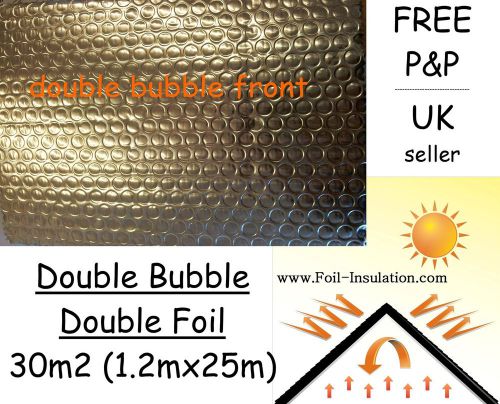 Double bubble, double aluminium foil insulation 30m2 *free delivery* 1.2mx25m for sale
