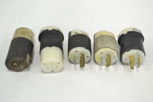 LOT 5 HUBBELL ASSORTED TWIST LOCK PLUG AND RECEPTACLE 20A AMP 125V-AC B358887