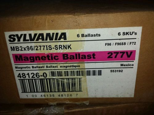 NEW 6PC SYLVANIA MB2x96/277IS SRnK  277V 48126-0 MAGNETIC BALLASTS