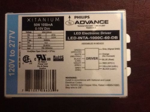 PHILIPS ADVANCE-INTA 1000c-60-DB XITANIUM 50W 1050mA ELECTRONIC LED DRIVER