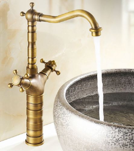 Luxury copper rotation Double Handle faucet basin sink mixer tap