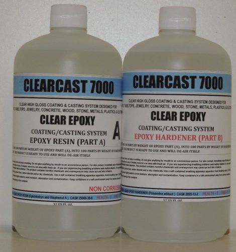 WOOD COATING CASTING TABLETOP CLEAR EPOXY 1:1 MIXING - 64oz. Kit